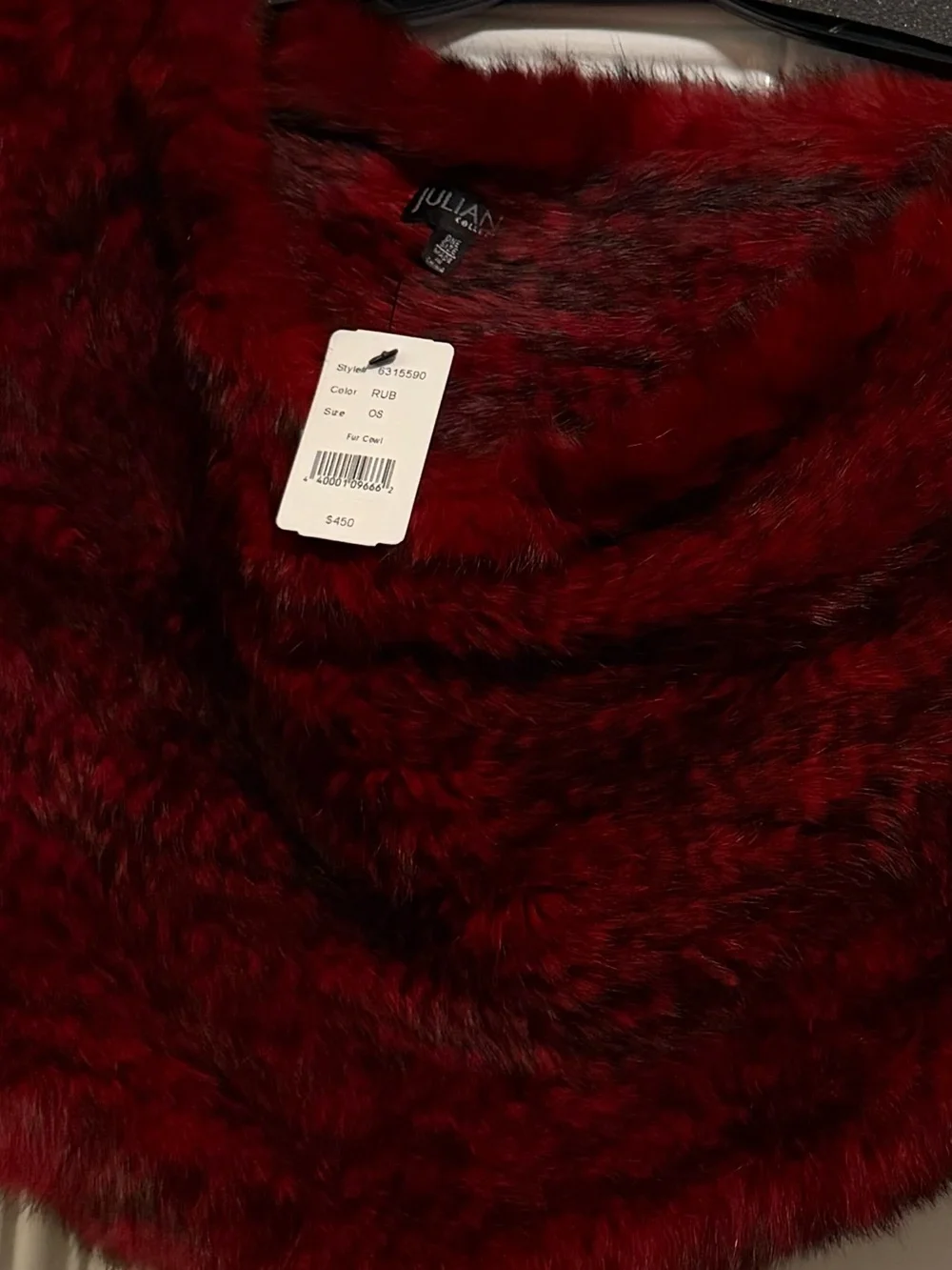 Real Fur Shoulder Wrap in Burgundy or Ivory
